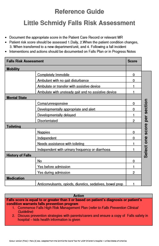 Nursing Guidelines Falls Prevention